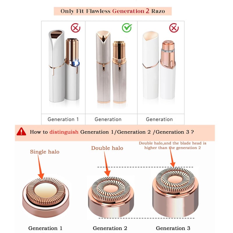 BECHY Women Facial Hair Remover Replacement Heads Gen 2 for Finishing Touch Flawless,Double Halo Face Razor Replacement Heads for Flawless Painless Face Hair Remover Tool - Image 2